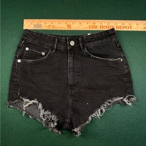 Zara Black High Waisted Distressed Denim Shorts Size 4